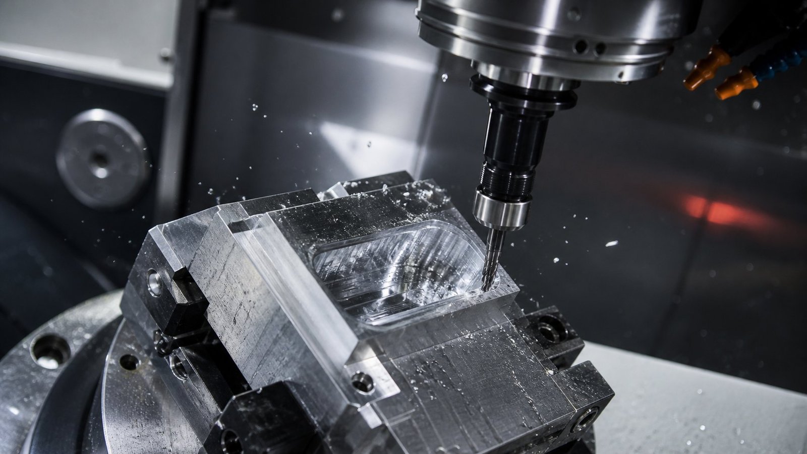 Representative CNC milling operation cutting an aluminium workpiece